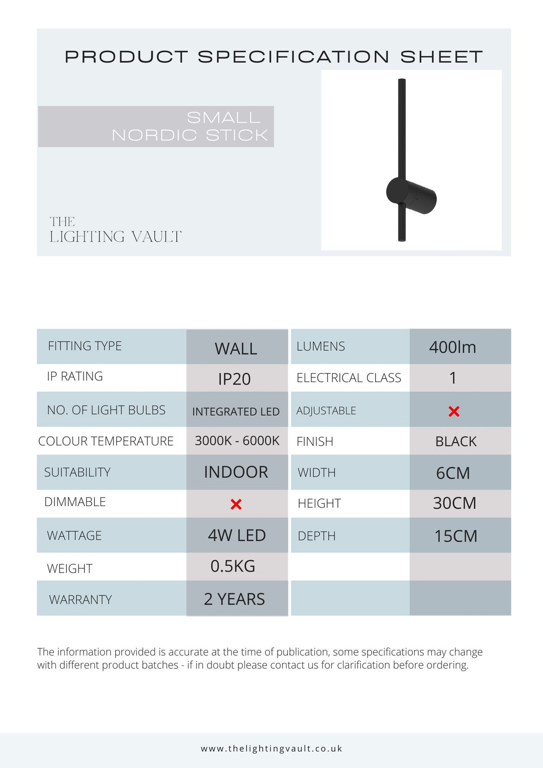 Nordic Stick Wall Light - 3 SIZES