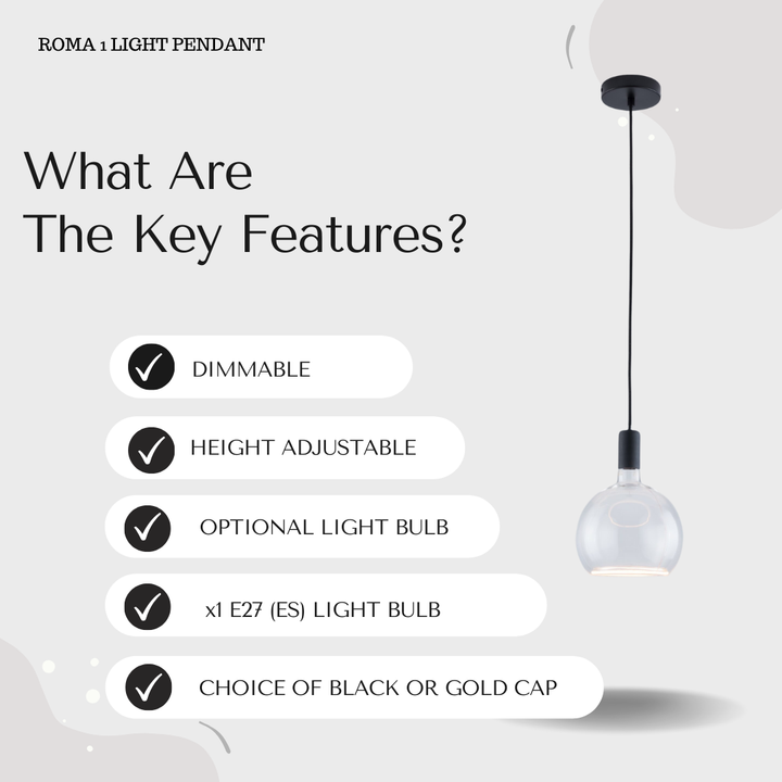 Roma Single Pendant – Aura Ring LED Bulb