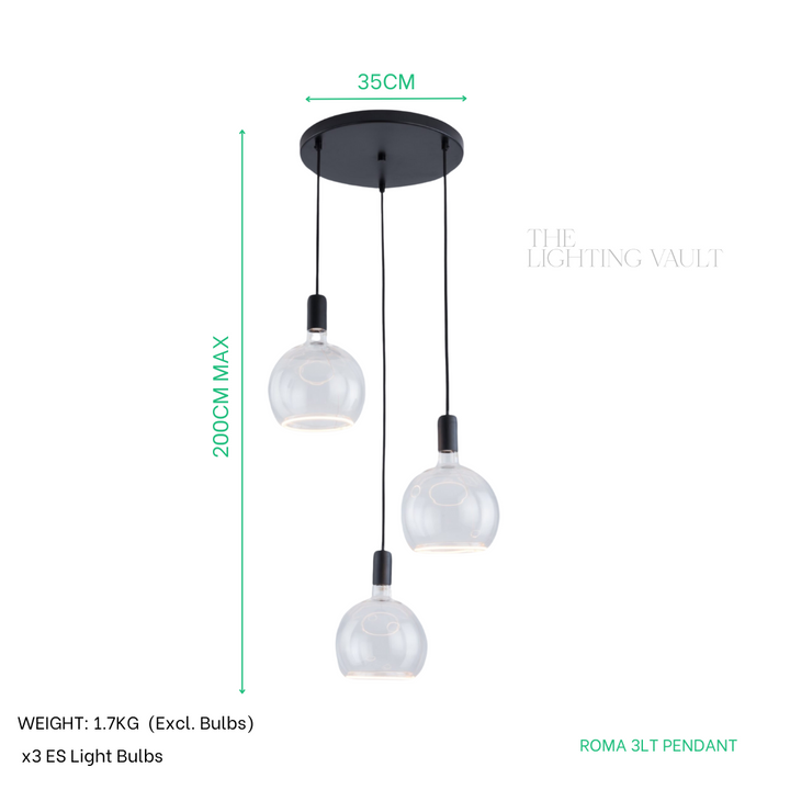 Roma 3lt Spiral Pendant - 2 COLOURS