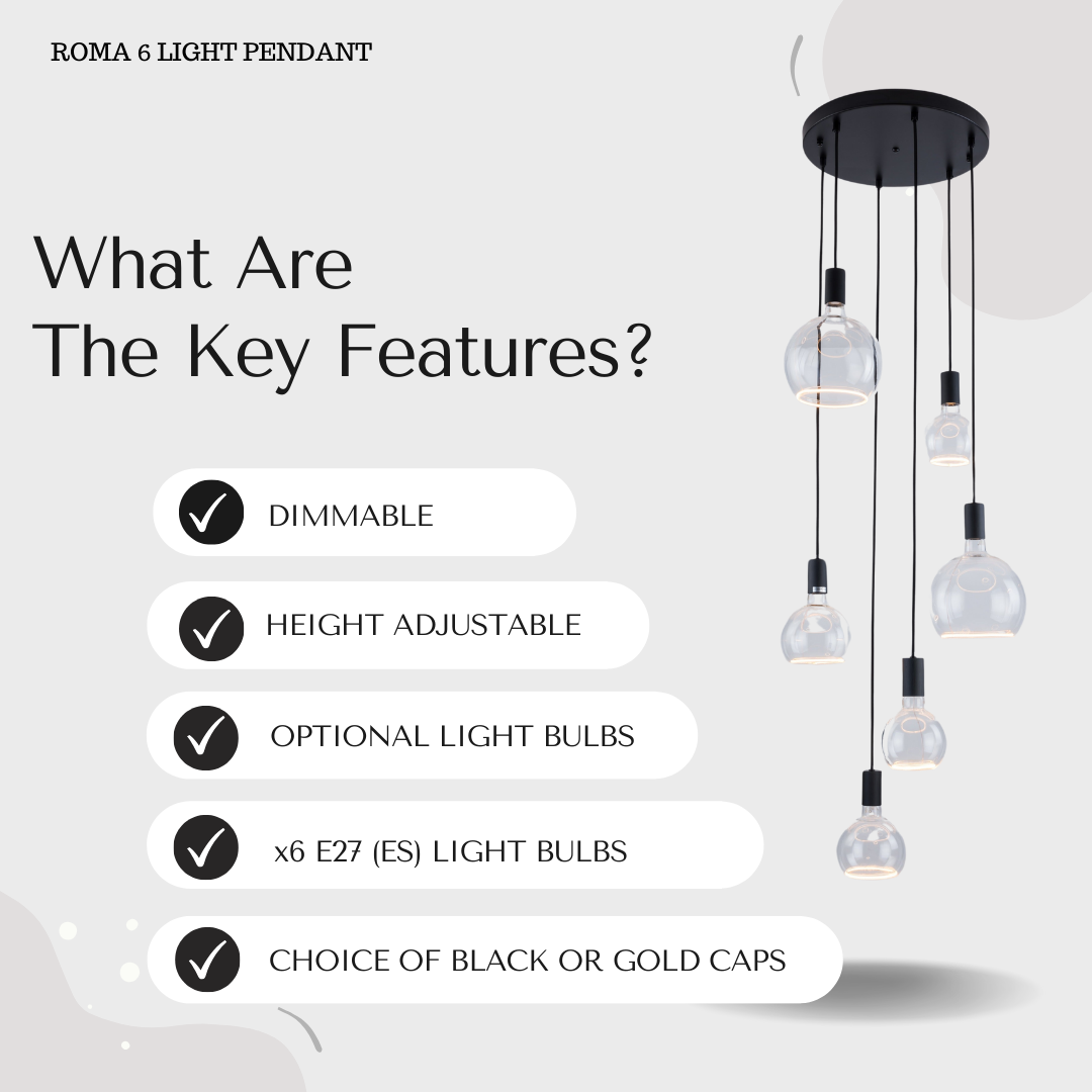 Roma 6LT Spiral Pendant – Ring Bulb Design