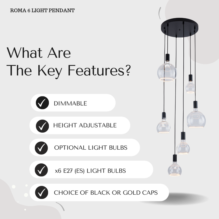 Roma 6LT Spiral Pendant – Ring Bulb Design