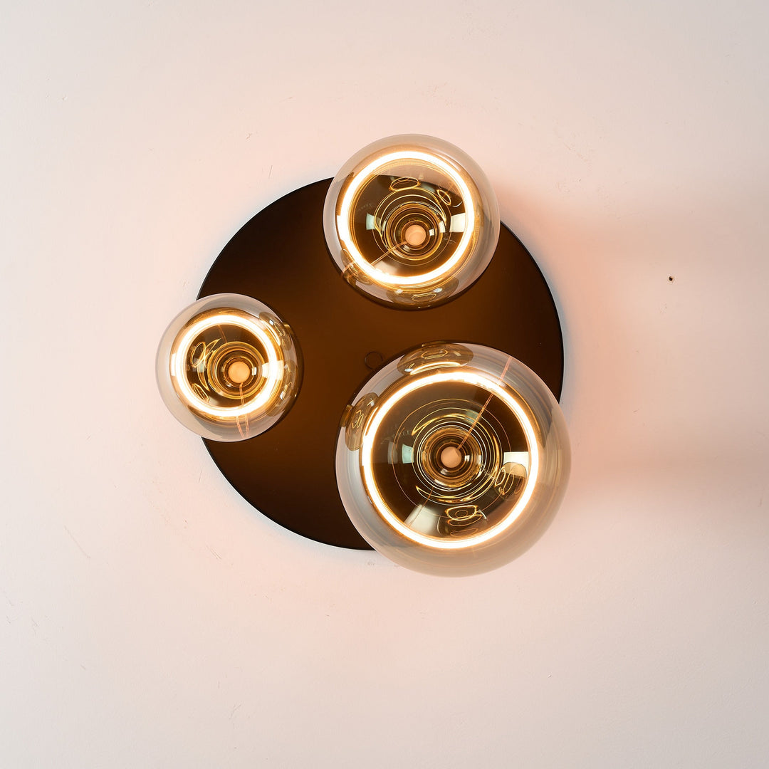 Roma Small Flush Ceiling Light – Black or Gold with Aura Bulbs