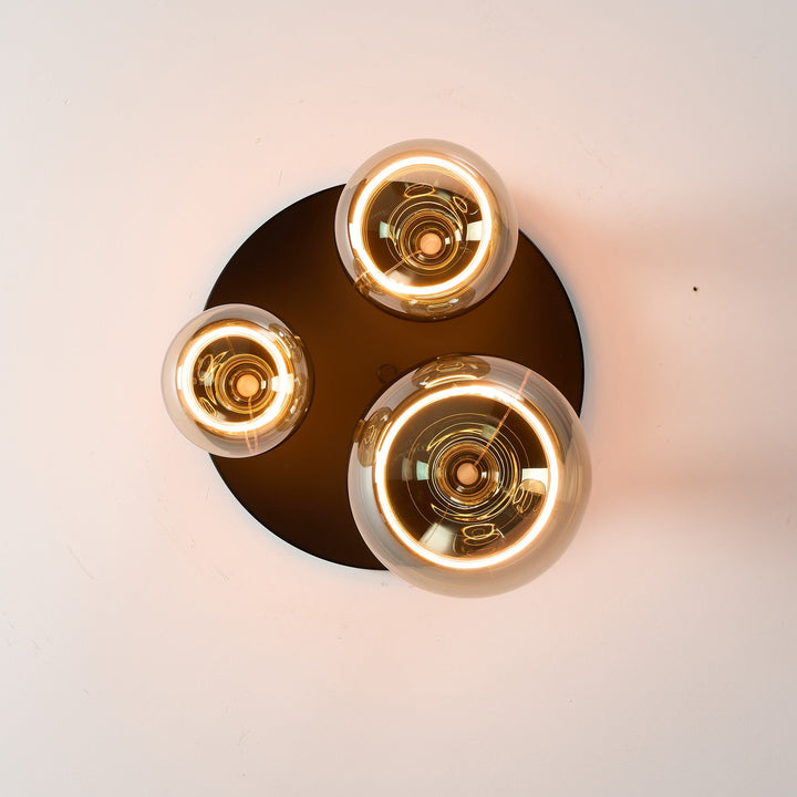 Roma Small Flush Ceiling Light – Black or Gold with Aura Bulbs