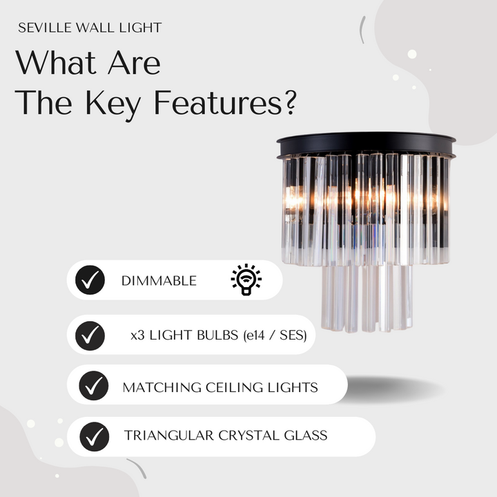 Seville Wall Light – Black & Crystal Statement Sconce