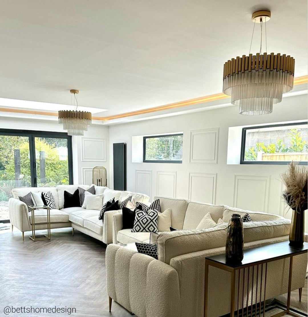 Murcia Chandelier – Matt Gold Glass Tiered Pendant