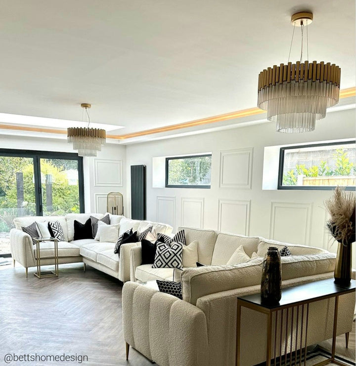 Murcia Chandelier – Matt Gold Glass Tiered Pendant