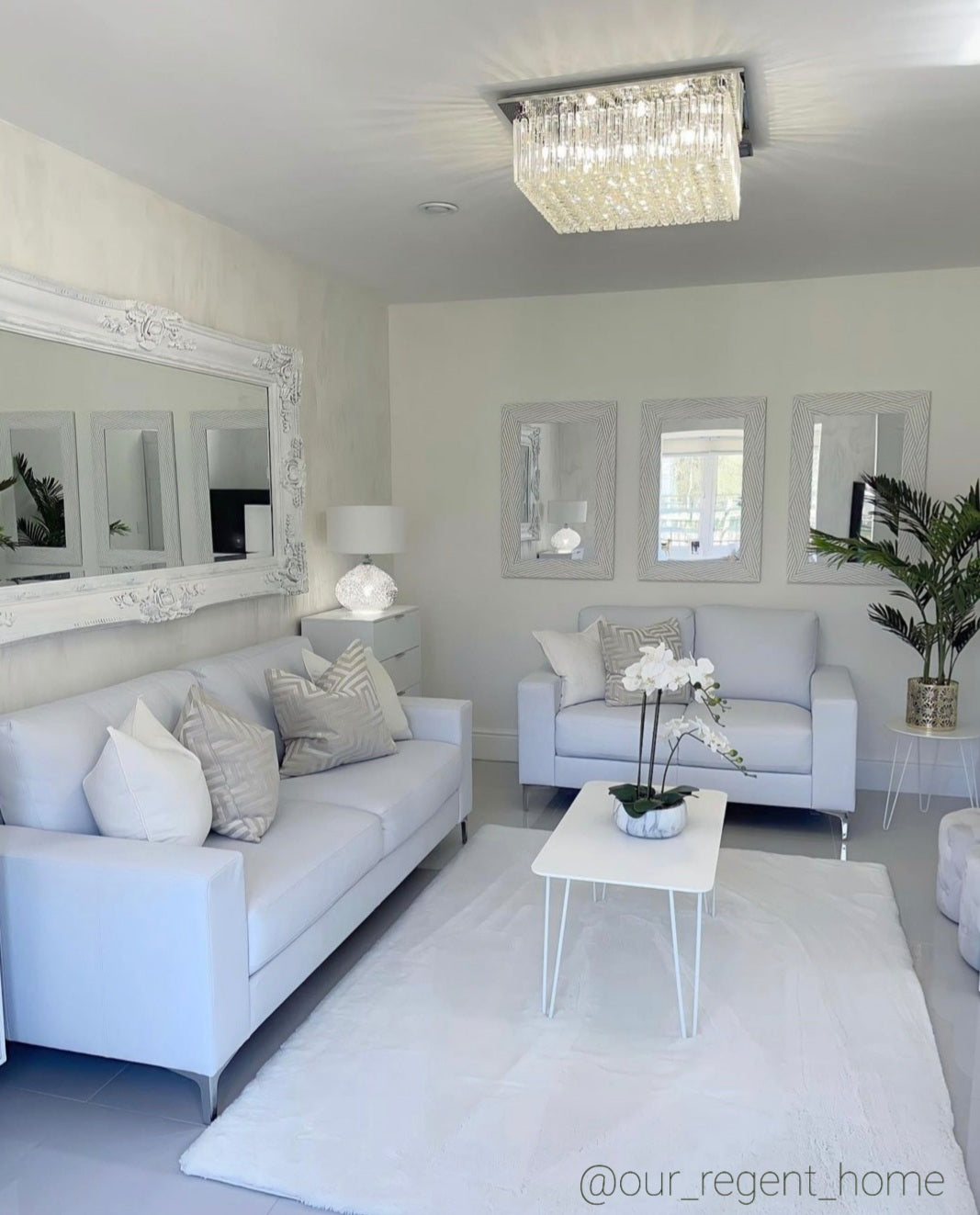 Ballina large square flush ceiling chandelier