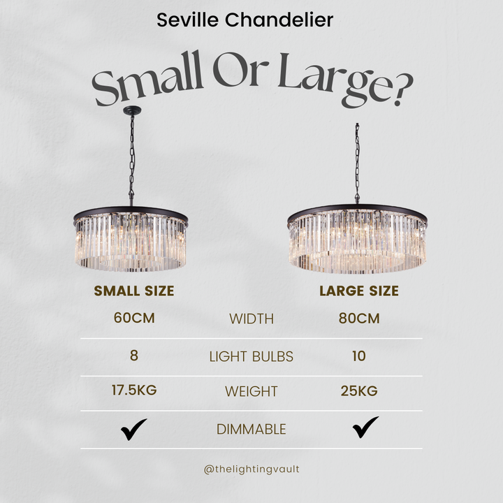 Seville Large Black Chandelier with Triangular Crystals