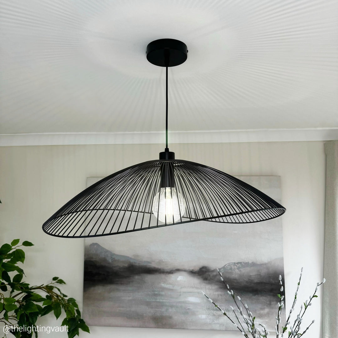 Modern black wire skandi nordic style ceiling pendant light