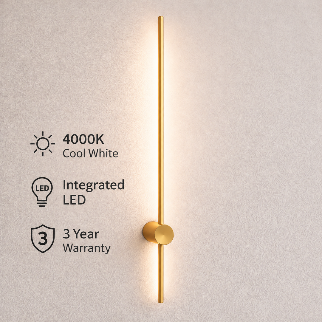 Minimalist Stick Wall Light Matte Gold
