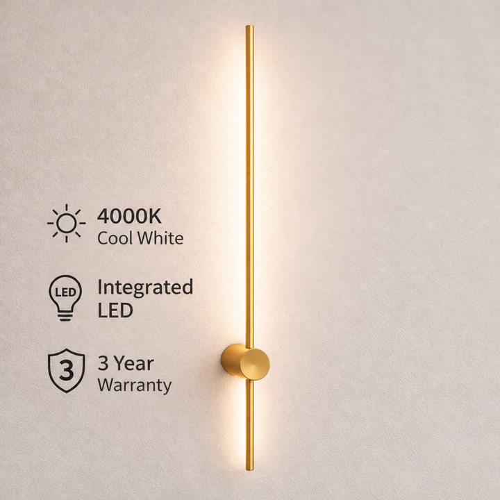 Minimalist Stick Wall Light Matte Gold