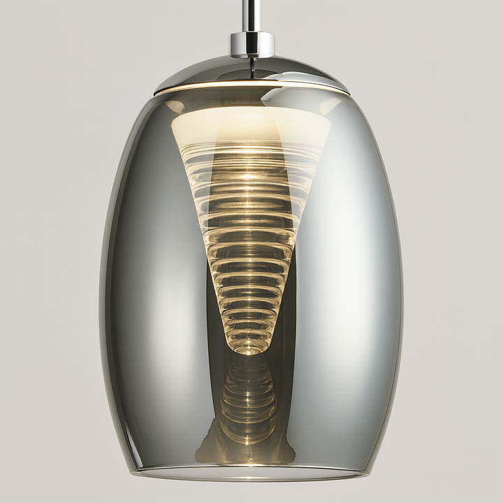 Adelaide smoked glass chandelier shade close up