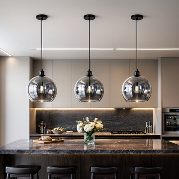 Almeida Pendant – Smoked Mirror Glass & Matt Black