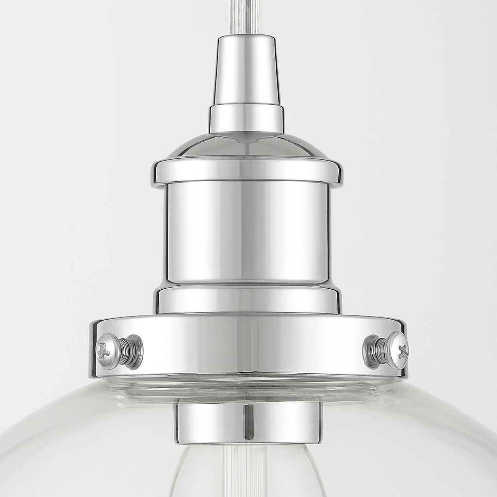 almeida pendant chrome cap and glass detail
