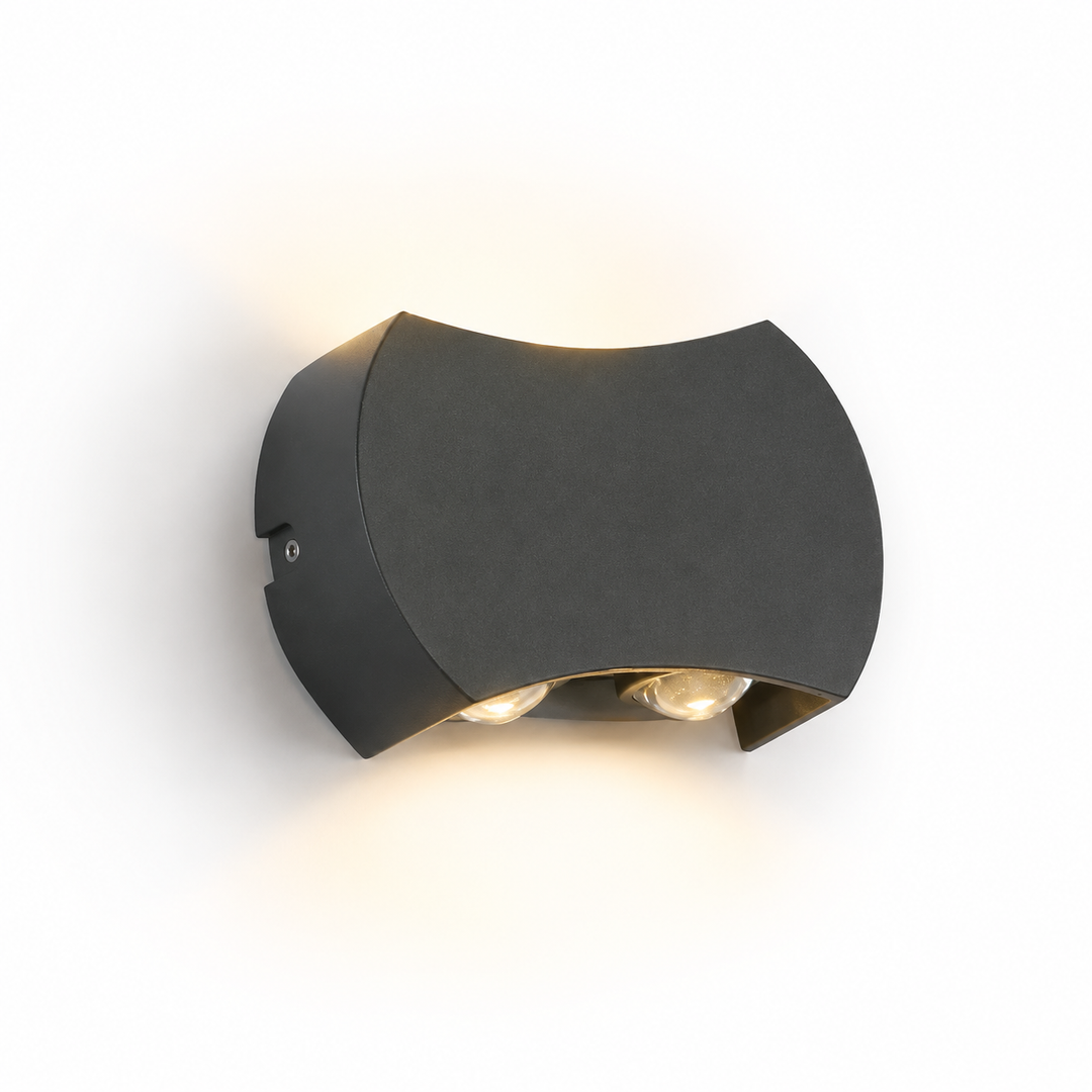 Aragon black up down wall light angled view