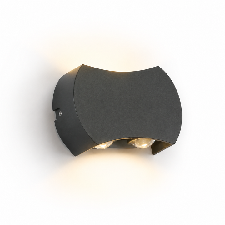 Aragon black up down wall light angled view