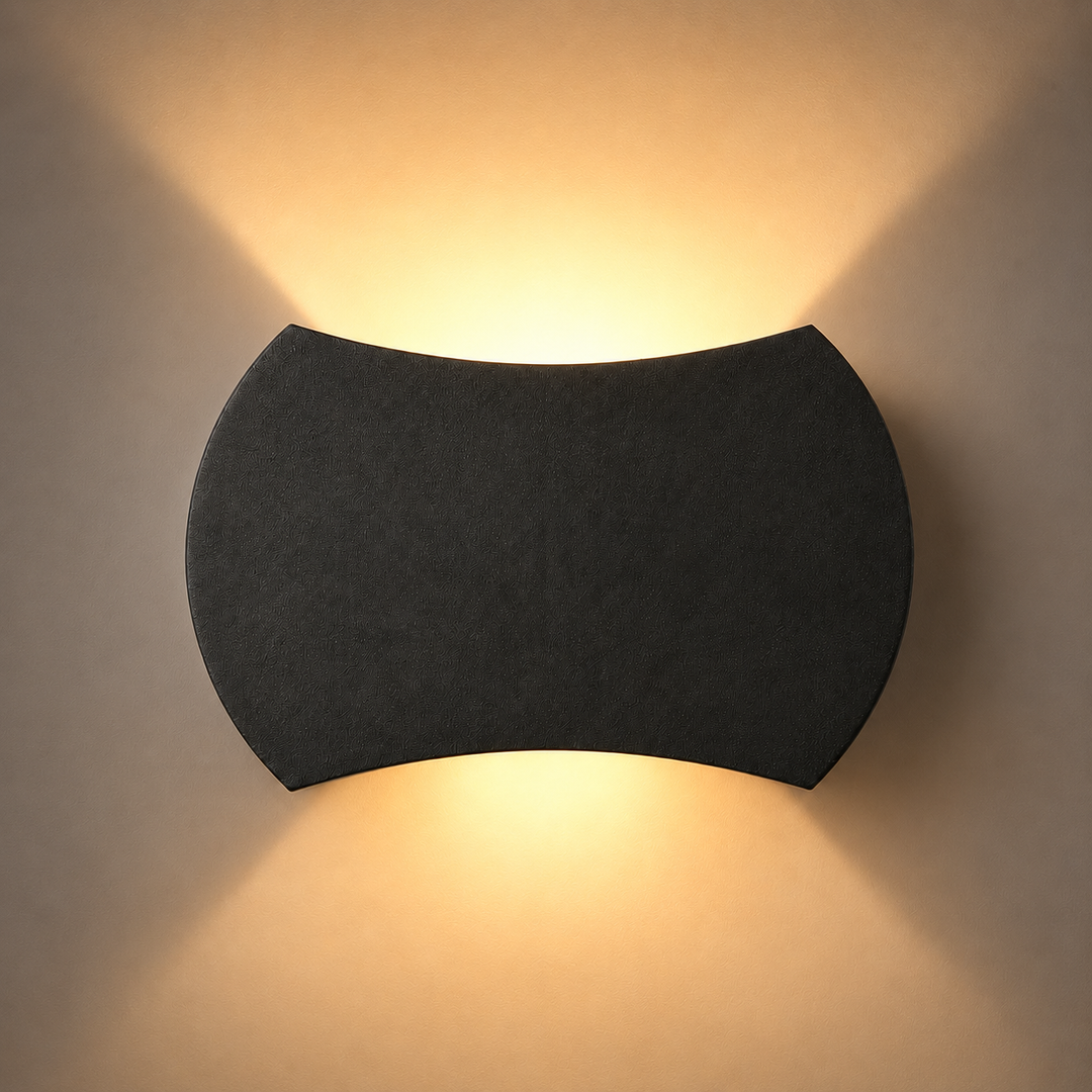 Aragon black up down wall light with warm glow