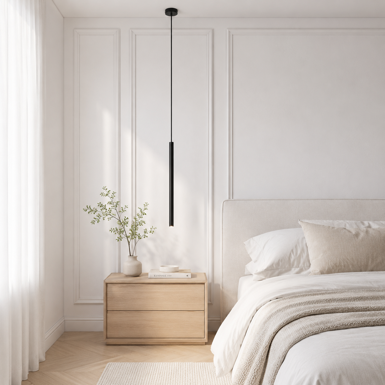 Argentia matt black bedside pendant light
