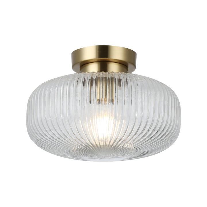 Bronze ribbed glass bathroom ceiling light