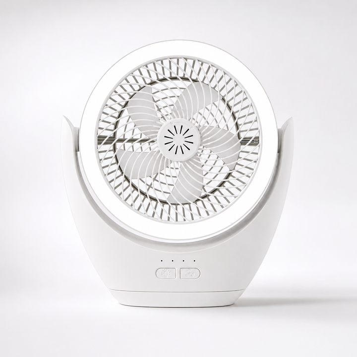 Ballarat white desk fan with LED light