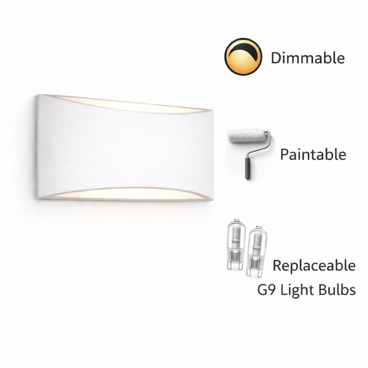 Batlow large plaster wall light dimmable paintable G9