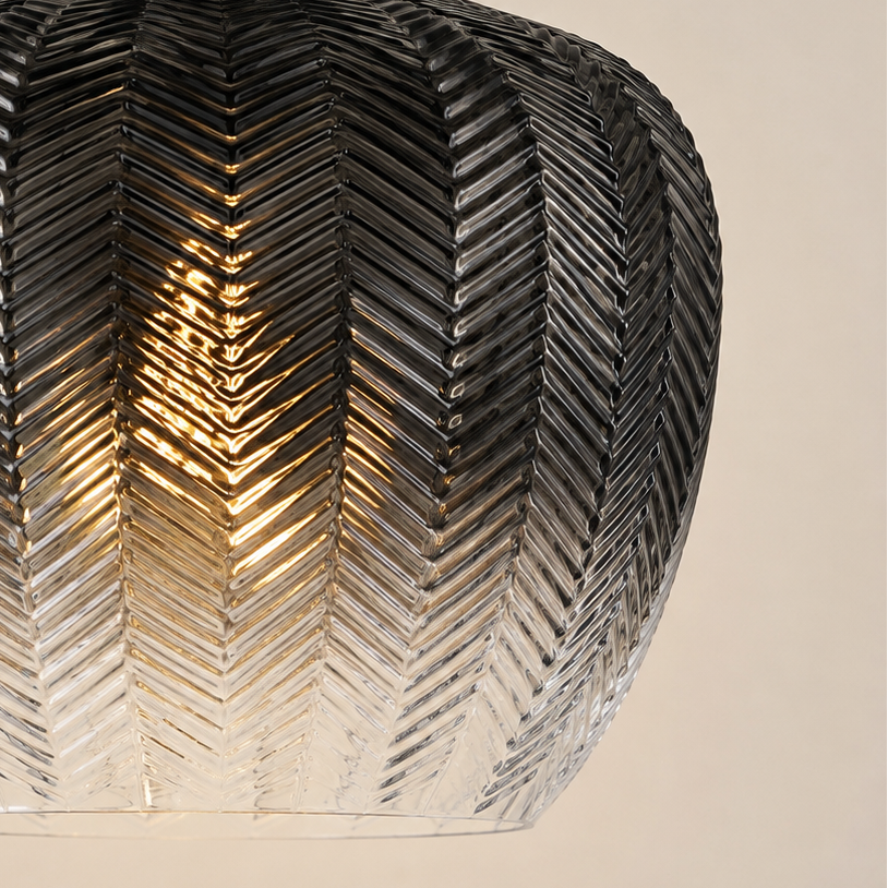 Bedford mirror black ombre glass pendant close-up