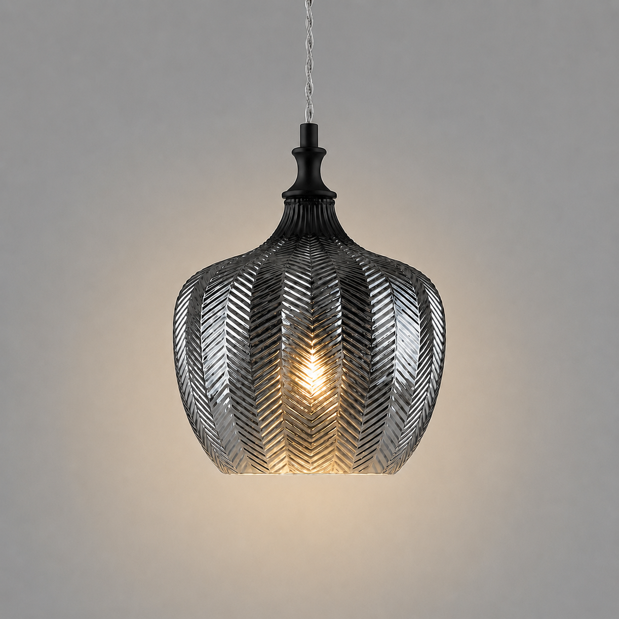 Bedford mirror black silvered glass pendant light