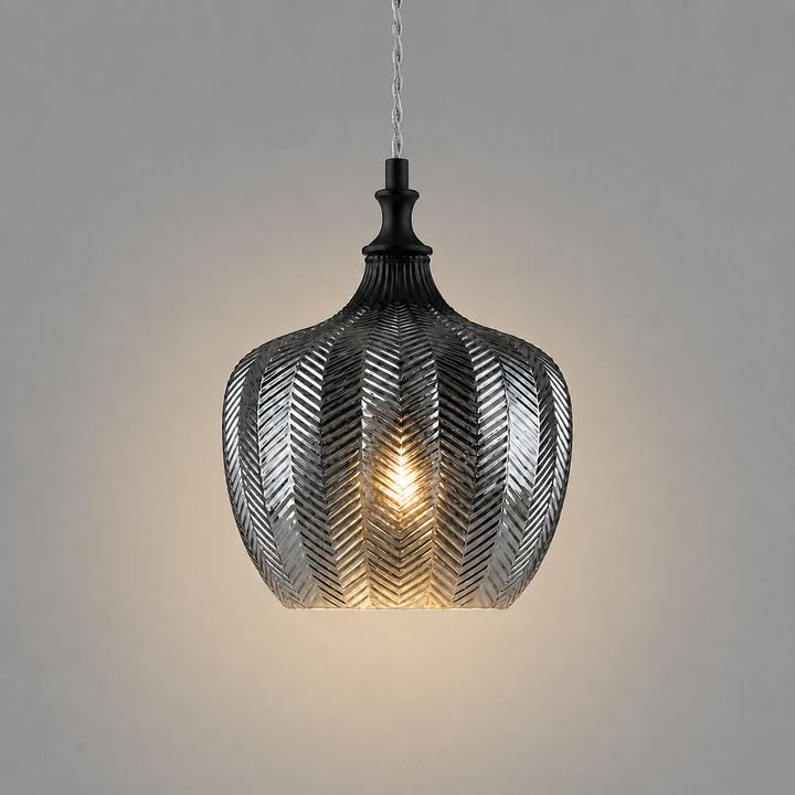 Bedford mirror black silvered glass pendant light