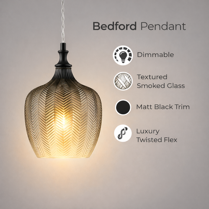 Bedford Smoked Glass Pendant