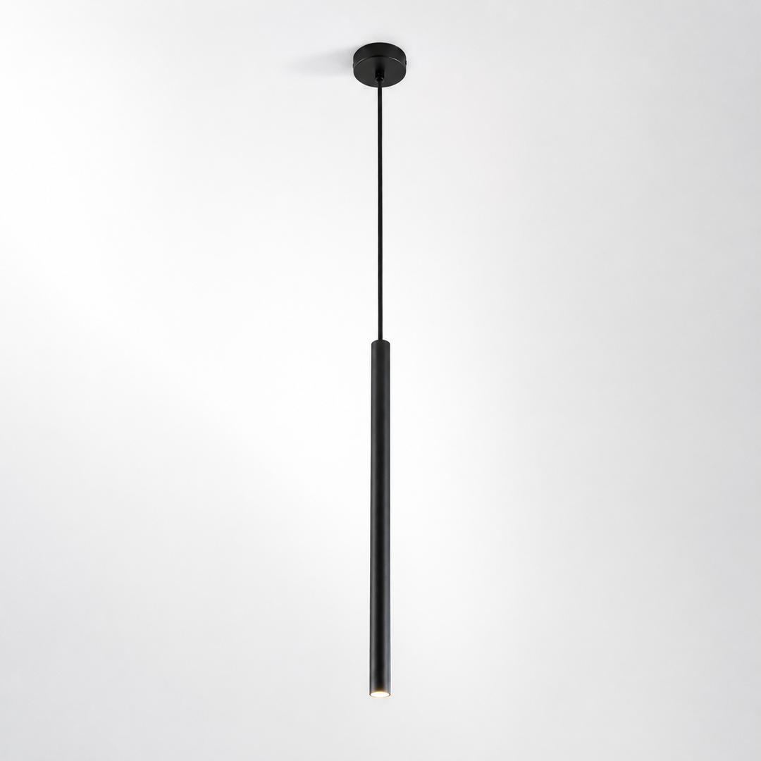 Black cylinder pendant light hero