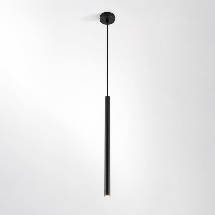 Black cylinder pendant light hero