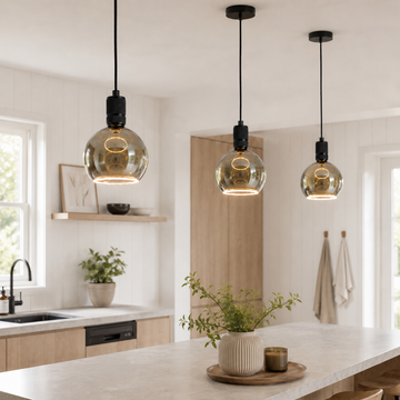 Roma Knurled Pendant – Smoked Roma Aura Ring Bulb