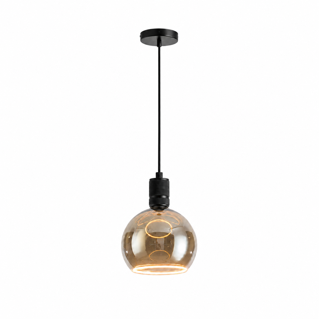 Black knurled Roma pendant smoked Roma aura bulb