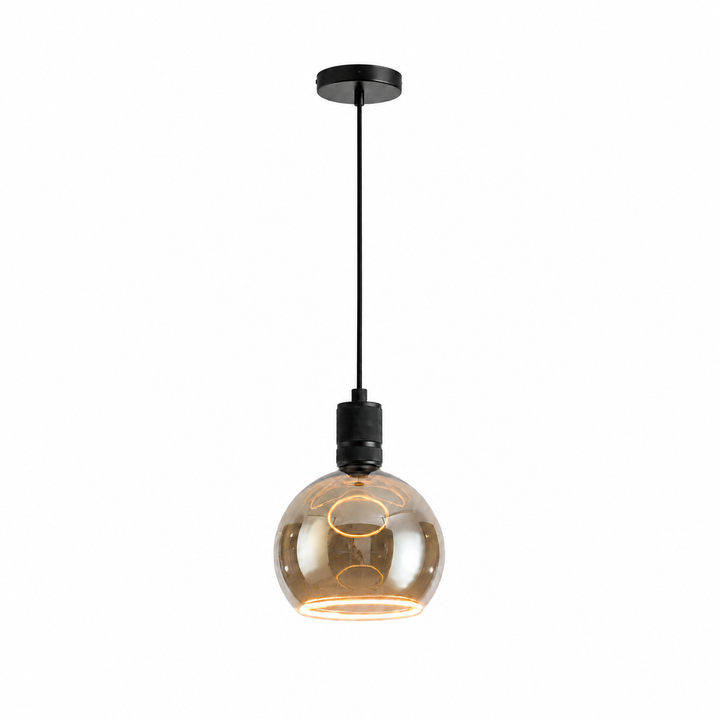 Black knurled Roma pendant smoked Roma aura bulb