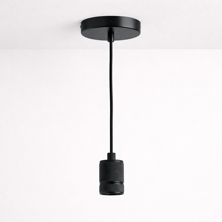 black knurled pendant ceiling suspension modern lighting