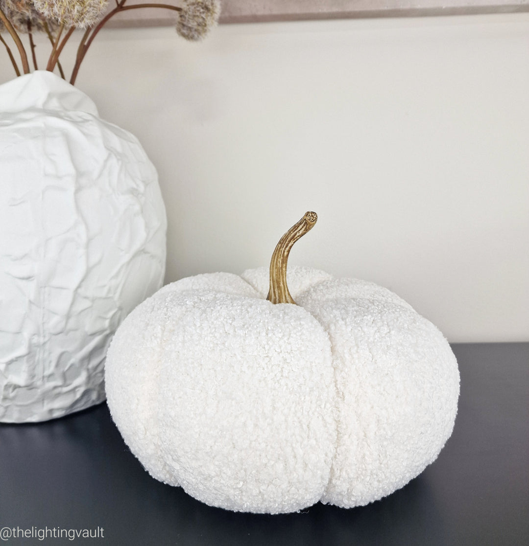 White Boucle Teddy Fabric Halloween Autumn Pumpkin Home Decor