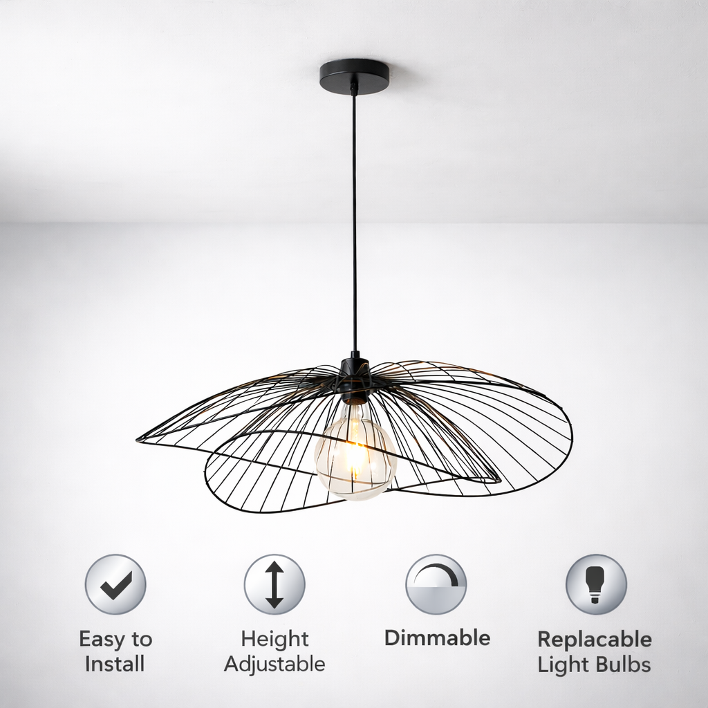 Broome black wire pendant light features