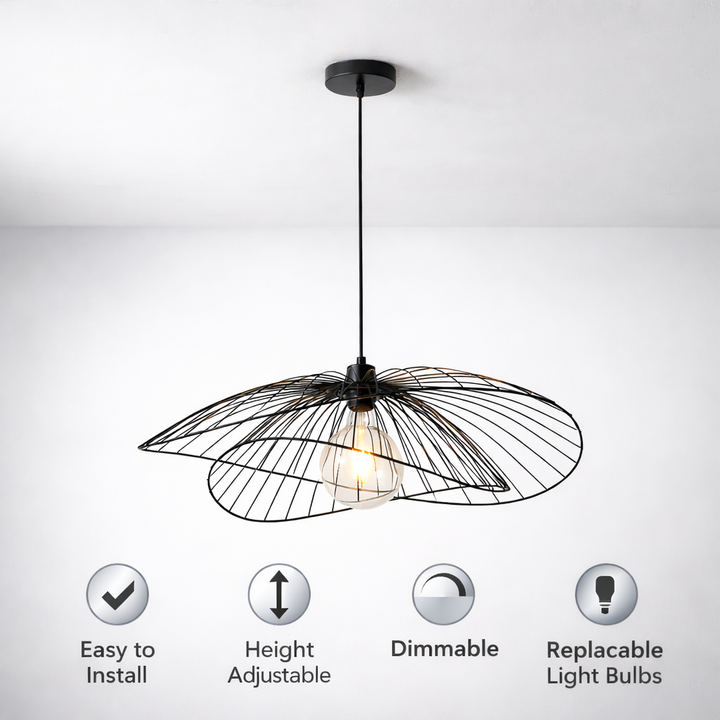 Broome black wire pendant light features