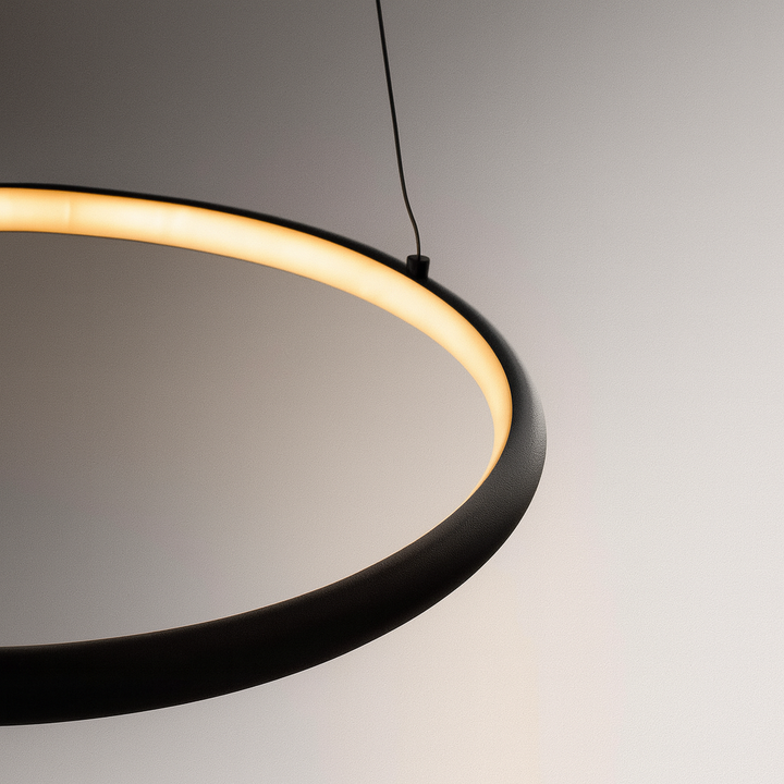 Bruges black ring pendant light close-up detail