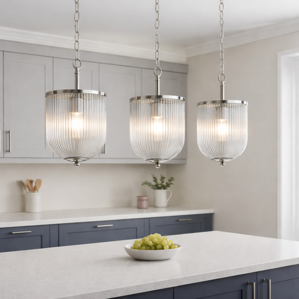 Buxton silver glass pendant light kitchen