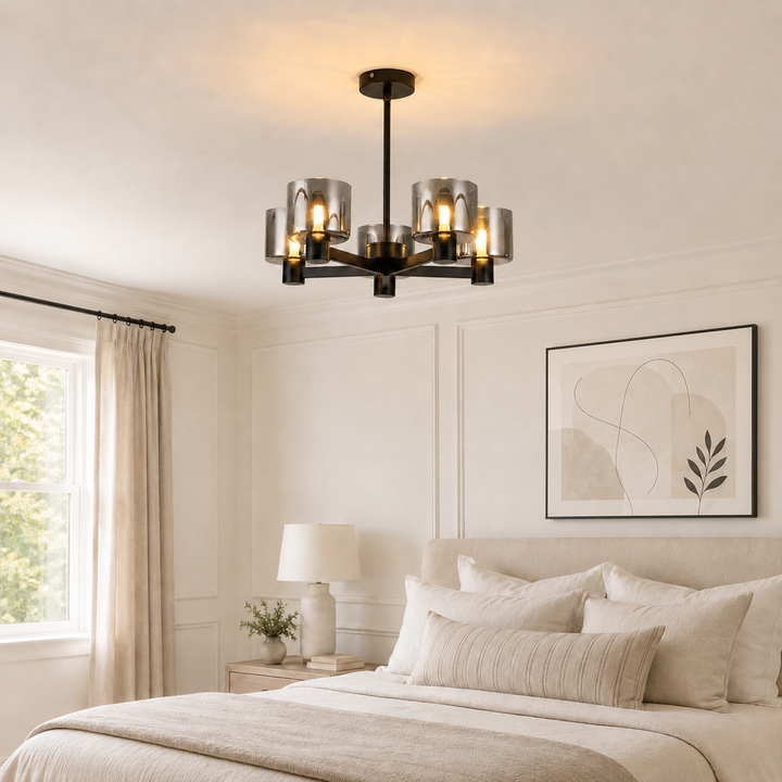 Black smoked glass bedroom ceiling light