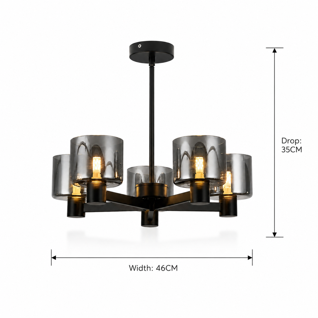 Byron smoked glass ceiling light dimensions