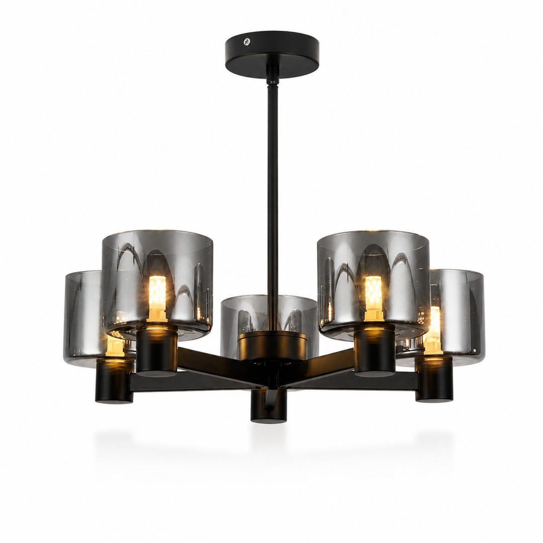 Black smoked glass semi flush ceiling light