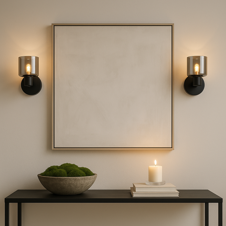 Byron wall lights pair modern smoked glass console