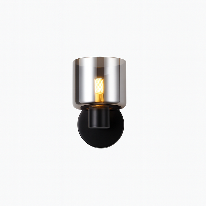 Byron Wall Light – Matt Black & Mirror Black Glass