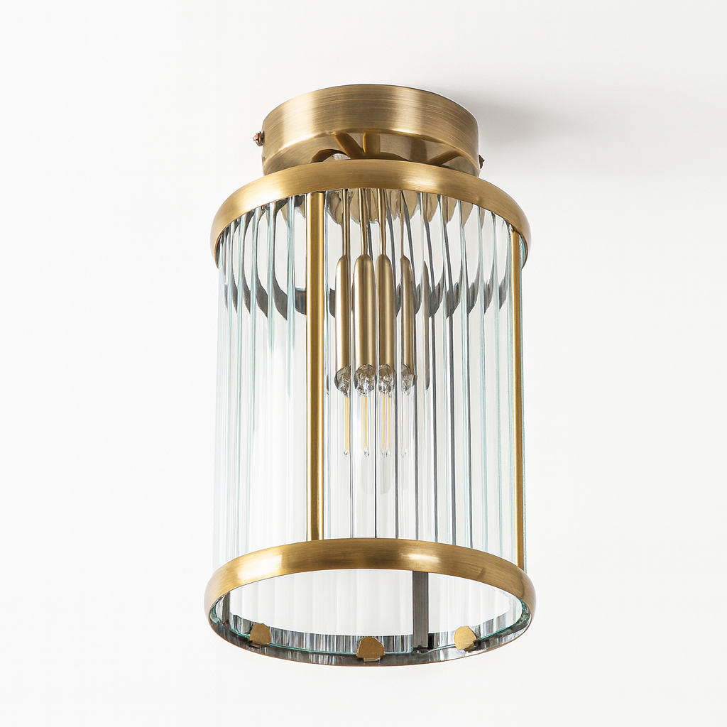 Carlton brass ribbed glass ceiling light