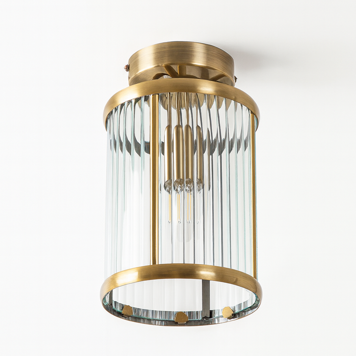 Carlton brass ribbed glass ceiling light