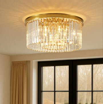 Carolina Gold Crystal Flush Ceiling Light