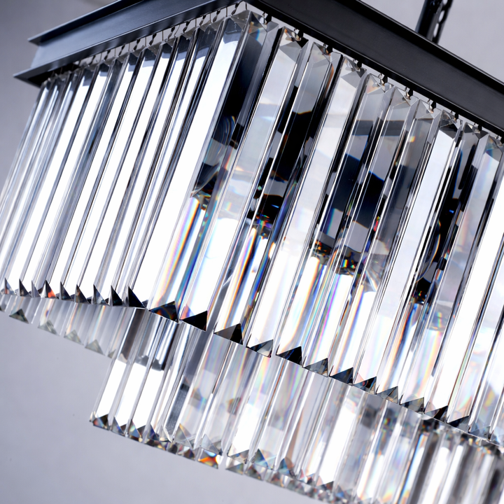 Carolina black crystal rectangular chandelier detail
