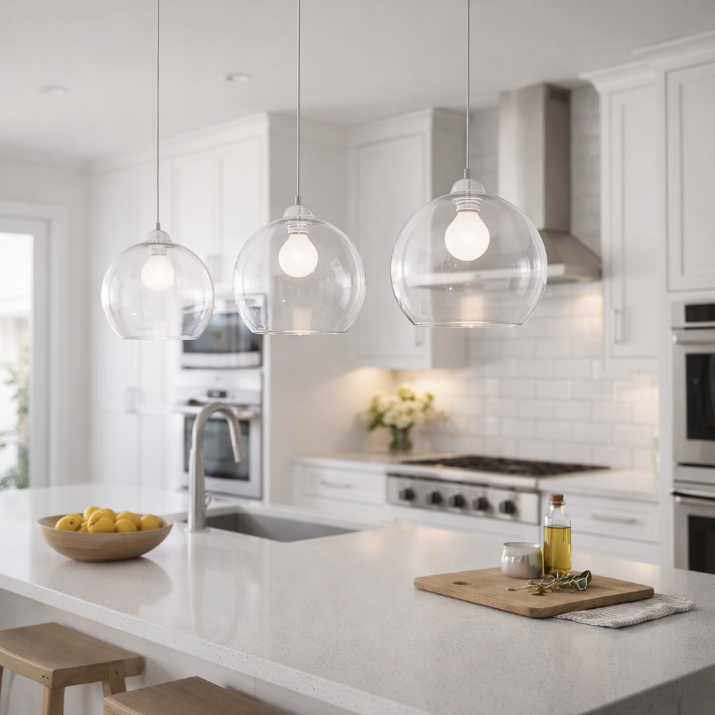 clear glass globe pendant kitchen island trio